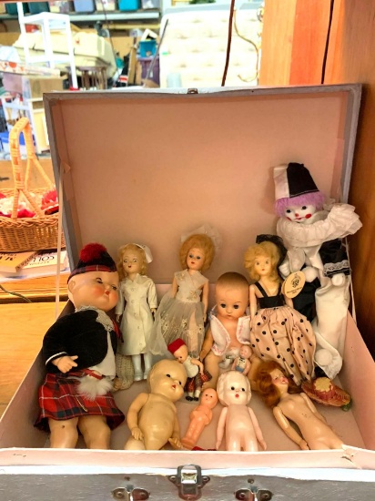 Vintage Case with Old Dolls