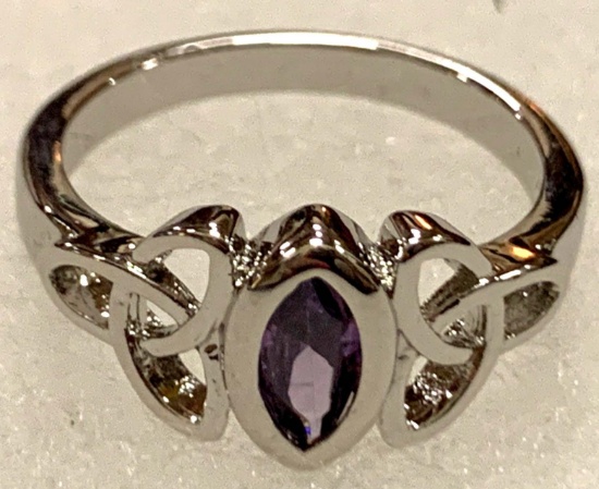 Marquise Cut Amethyst Ring Size 7.5