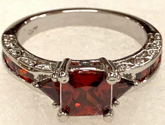 Princess Cut Red Ruby Ring size 10