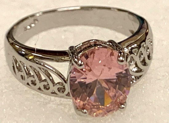 Oval Cut Pink Sapphire Ring Size 7