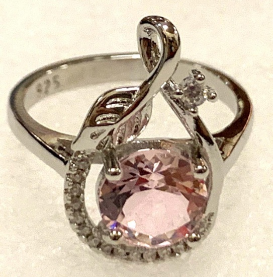 Pink Sapphire Round stone Ring size 7
