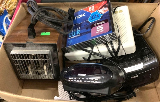 Assortment of Radio Alarm Clocks and Personal Electric Heater