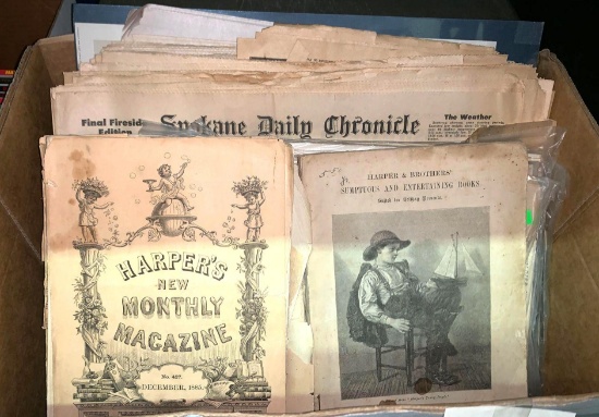 Vintage "Harper" Monthly Magazines and Old Newspapers