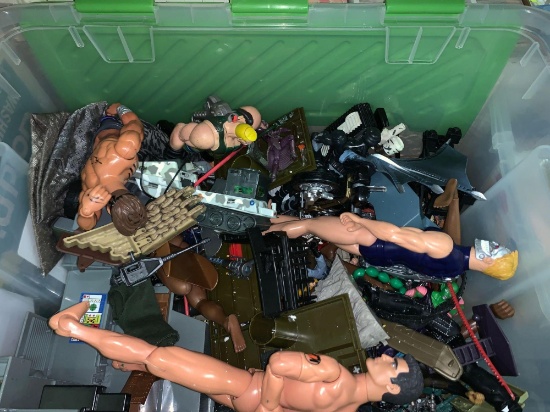 Tub of GI Joe Action Figures and Other Boy Toys