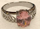 Oval Cut Pink Sapphire Ring Size 7