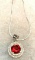 2 ct Sterling Silver Ruby and white Topaz Pendant and chain