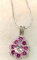 2ct Sterling silver Pink Sapphire And topaz Pendant and chain