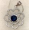 1ct Sterling Silver Blue Sapphire and Topaz Pendant and Chain