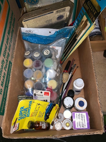 Artists Lot- Paints, Brushes, India Ink, Embossing Powder etc