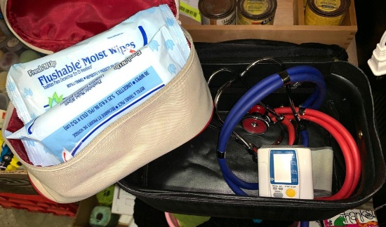 2 Stethoscope, Blood Pressure cuff and Personal Wipes