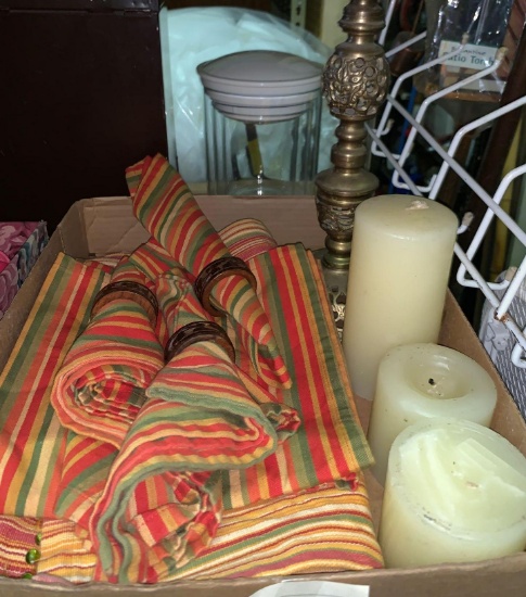 Colorful Place Mats and Matching Napkin and candles