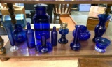 Shelf Lot of Blue Glassware