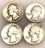 4 Silver Washington Quarters 1946, 1948 and 1949