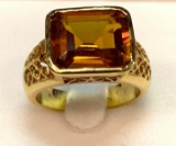 Vintage with COA Costume Hollywood Collection Topaz Cocktail Ring