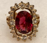 Garnet and White Sapphire ring size 7