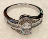 Oval Cut White Sapphire Ring size 8
