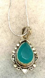 Sterling Silver Aquamarine Chalcedony 1 1/3