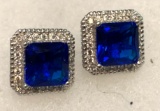 4ct Sterling Silver Blue Sapphire and Topaz earrings