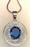 Oval Cut Blue Tanzanite Pendant and chain