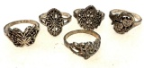 5 Stainless Steel Fashion Rings Size 7