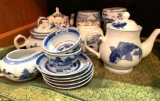 Blue and White Oriental Dishes and Tea Pots