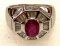 Men's Ring Ruby CZ Ring Size 12