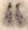 Sterling Silver Ruby and White Topaz Earrings