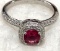 2ct Sterling Silver Ruby and White Topaz Ring size 8
