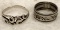 Two Sterling Silver Rings Size 4 &6