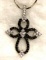 Sterling Silver Onyx and Sapphire Cross Pendant