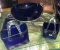 Blue Glass Purses, Bowl and Plate