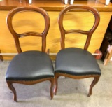 2 Antique Balloon Back Chair with Leather Seats