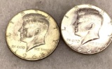 Two 1966 Kennedy Half Dollars 40% Silver