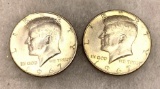 Two 1967 Kennedy Half Dollars 40% Silver