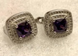 3ct Sterling Silver Amethyst and White Topaz earrings