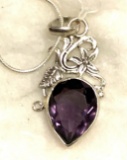 Leaf Natural 6ct Sterling Silver Amethyst 1 1/2