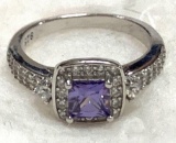 1ct Sterling Silver Amethyst and Topaz Ring Size 6