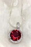 2ct Sterling Silver Ruby and White Topaz Pendant and chain