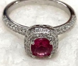 2ct Sterling Silver Ruby and White Topaz Ring size 8