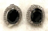 Black Sapphire and White Topaz Sterling Silver Earrings