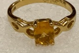 Sterling Silver Citrine Ring Size 9