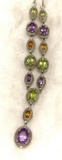 Sterling Silver Amethyst, Peridot and Citrine Necklace