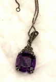 Sterling Silver Amethyst Pendant and Chain