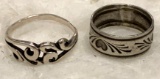 Two Sterling Silver Rings Size 4 &6