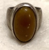 Sterling Silver Amber Ring Size 6