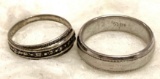 Two Sterling Silver Rings Size 8 & 10