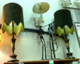 Pair of 1970s Table Lamps Marde Base Velvet Shade