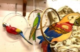 3 Hanging Parrots and Parrot Mirror