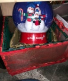 3 Outdoor Lighted Christmas Boxes and Snowmen Snow globe