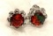 Round Ruby/ Emerald Flower Stud Earrings